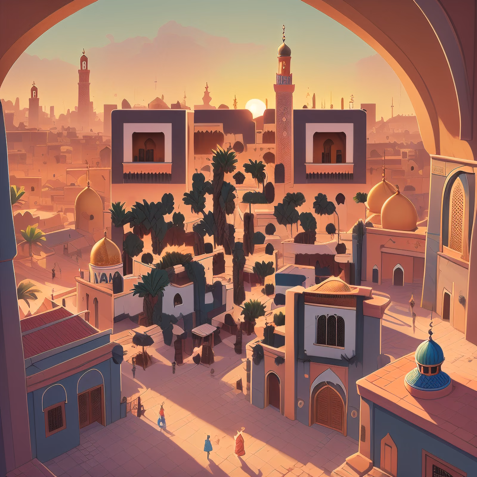 Marrakech Sunset Cityscape Game Art QR Code for Posters — image 1