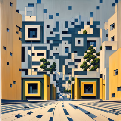 Modernist Street Gouache QR Code Art — image 1