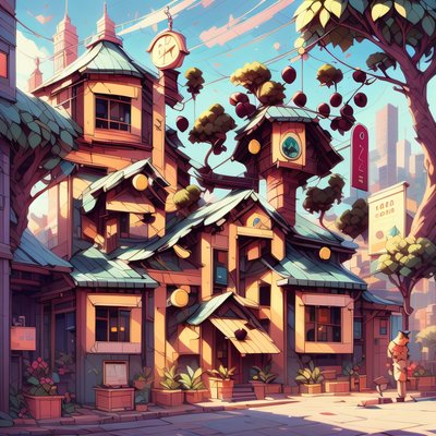 Coffee Bar Street Concept Art QR Code for Posters