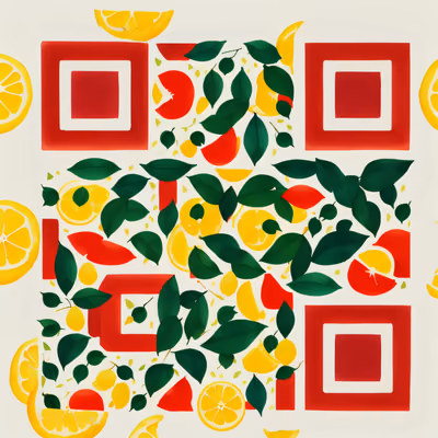 Lemons and Leaves Watercolor QR Code for Packaging — image 1