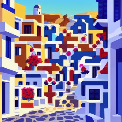 Greek Island Street Vector QR Code for Posters