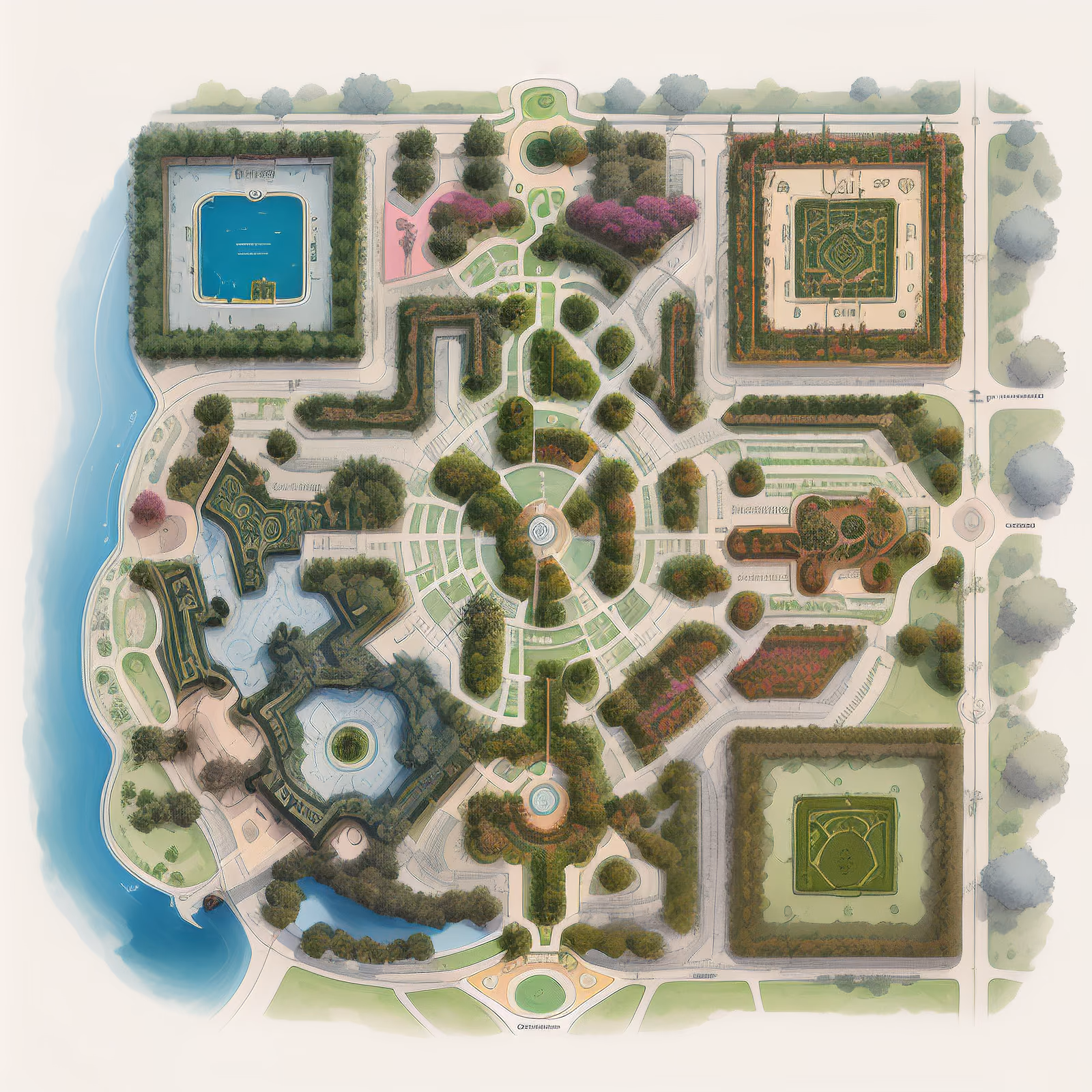 Botanical Park Map Watercolor QR Code for Brochures — image 1