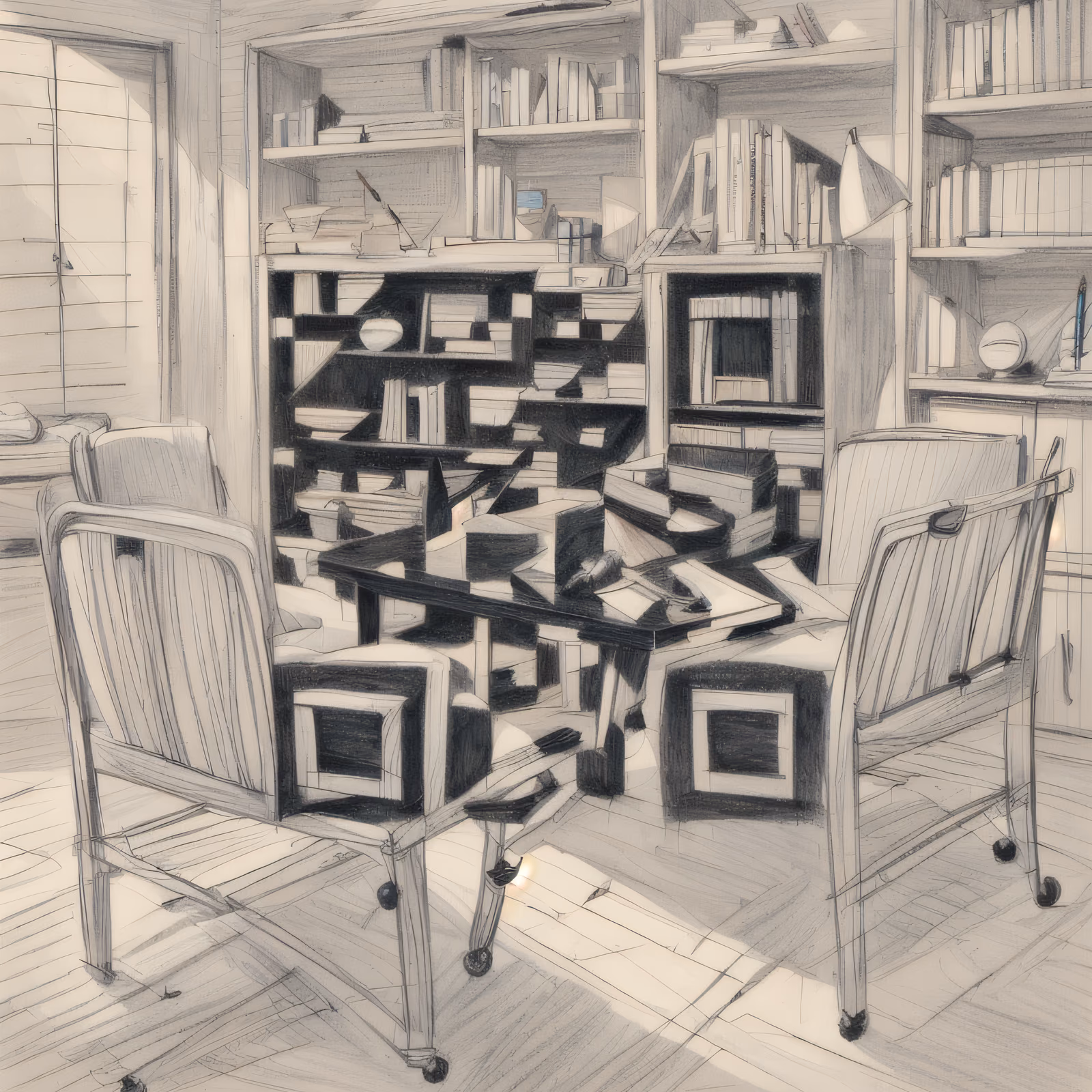 Study Room Pencil Sketch QR Code Art — image 1