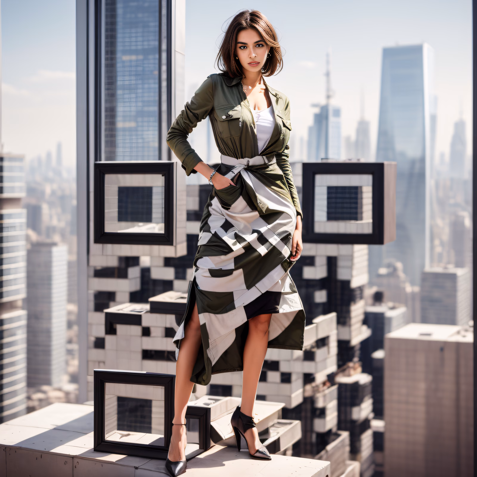 Architect Woman Skyline Fashion QR Code for Posters — image 1