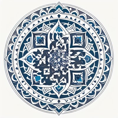 Синяя цветочная мандала для временных тату: QR-код