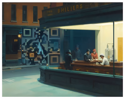 Late Night Diner Oil Painting QR Code Art — image 1