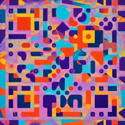 Colorful Geometric Pop Pattern QR Code for Posters