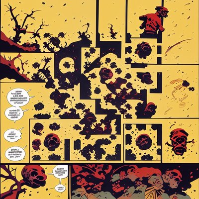 Skull Comic Panels Ink Style QR Code for Posters