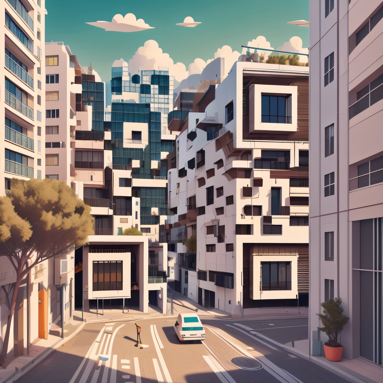 3D QR-код: улица Тель-Авива с баухаусом для постеров — изображение 1