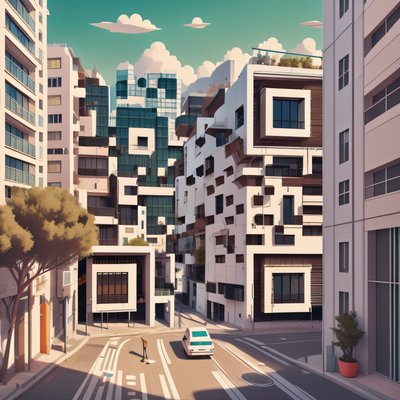 Tel Aviv Bauhaus Street 3D QR Code for Posters