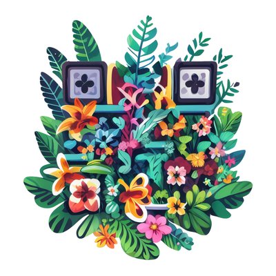 Tropical Flowers Vector QR Code for Stickers