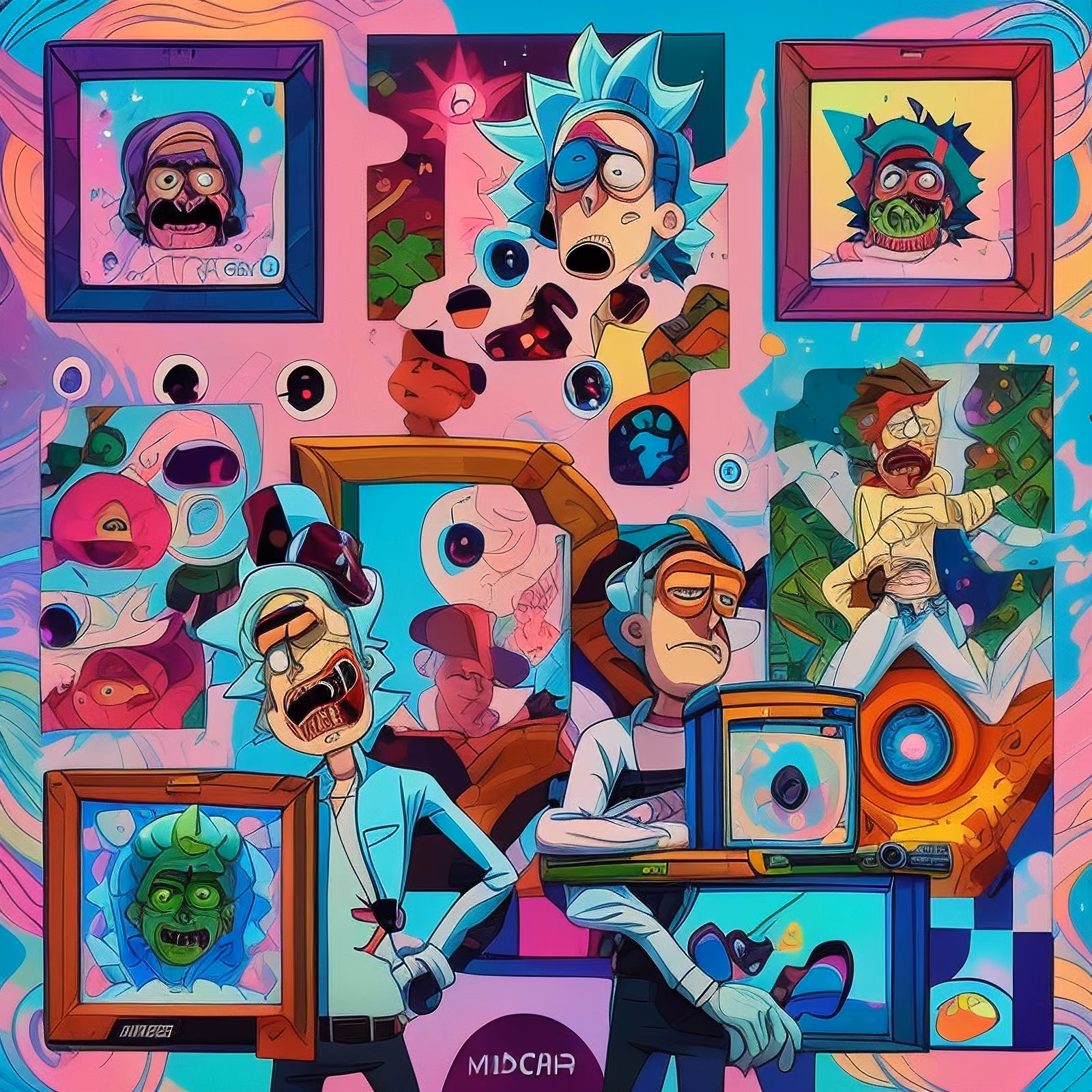 Psychedelic Cartoon Scientist Collage QR Code for Posters — image 1
