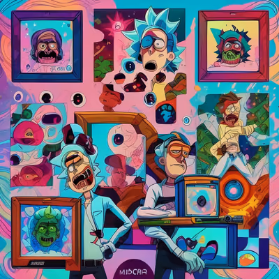 Psychedelic Cartoon Scientist Collage QR Code for Posters — image 1