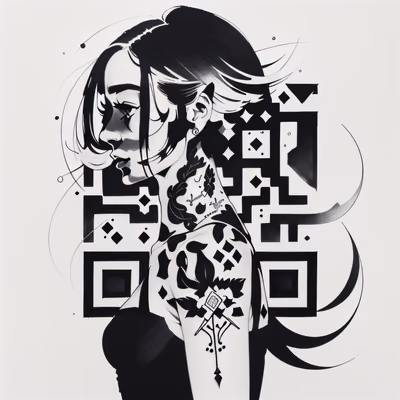 Tattooed Woman Profile Ink QR Code Art — image 1
