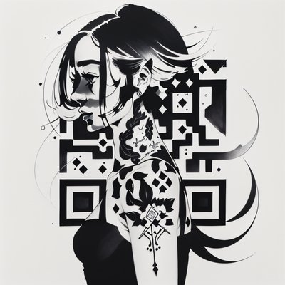 Tattooed Woman Profile Ink QR Code Art