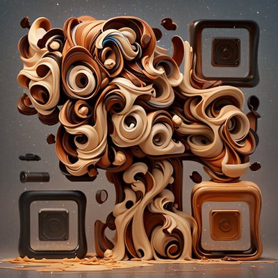 巧克力焦糖漩涡3D二维码设计,适用于包装