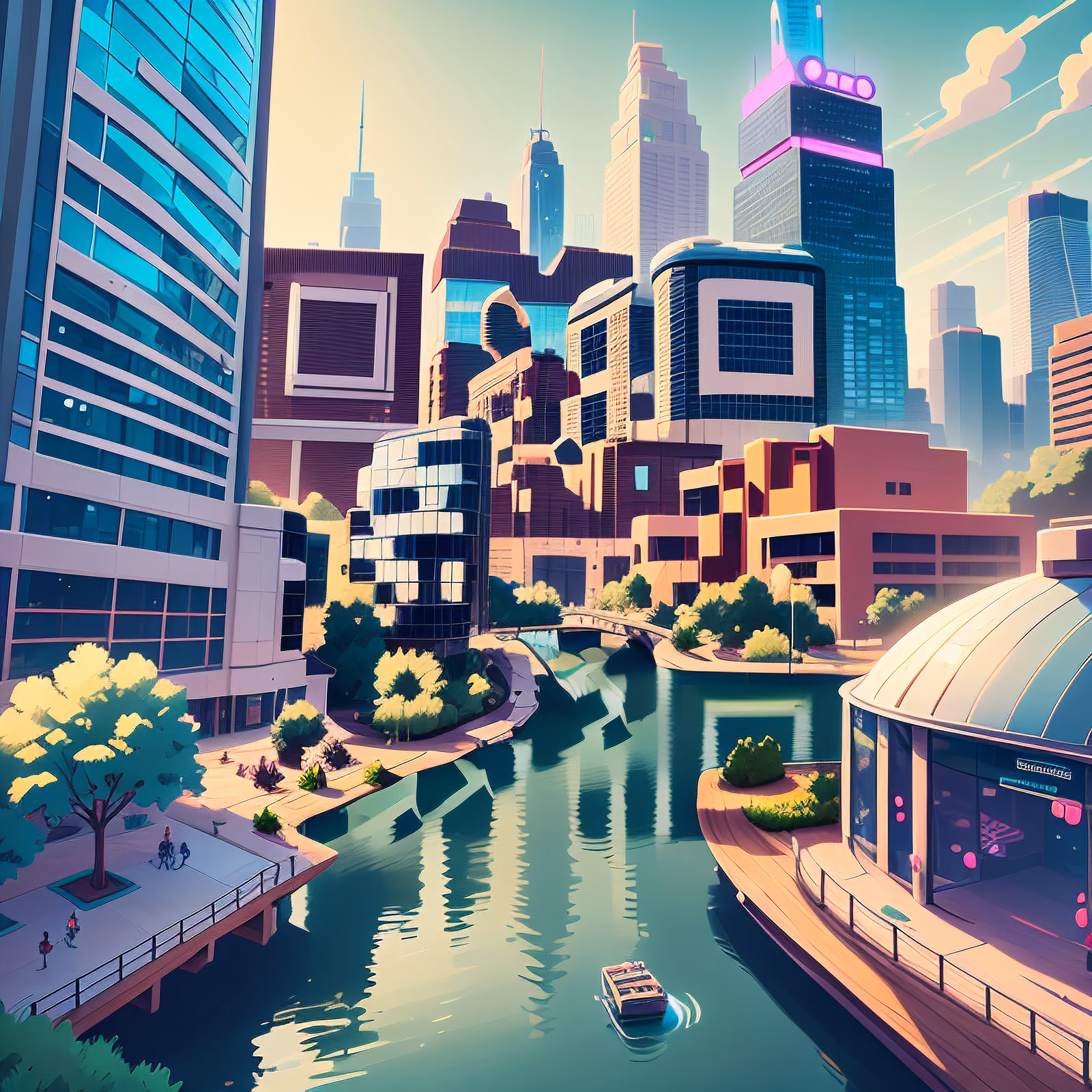 Riverside City Skyline Game Art QR Code Art — image 1