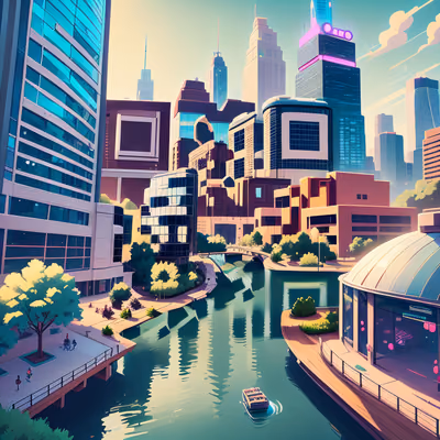 Riverside City Skyline Game Art QR Code Art — image 1