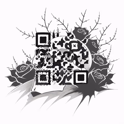 Череп и розы: QR-код для временных татуировок — изображение 1