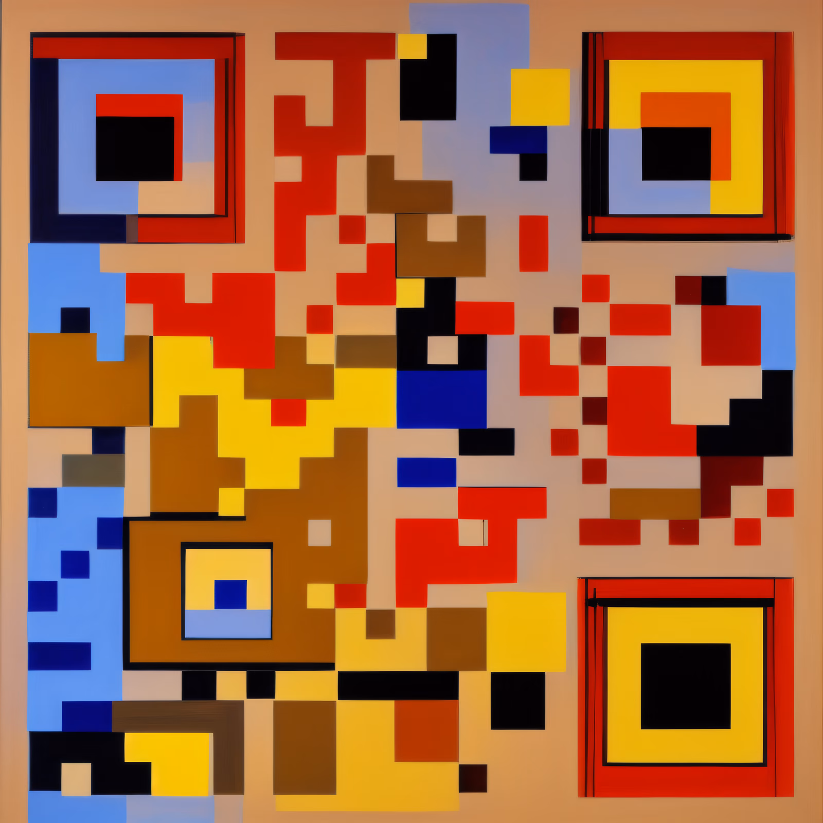 Цветовые блоки: геометрический абстрактный QR-код — изображение 1