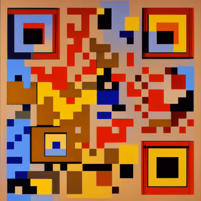 Цветовые блоки: геометрический абстрактный QR-код — изображение 1
