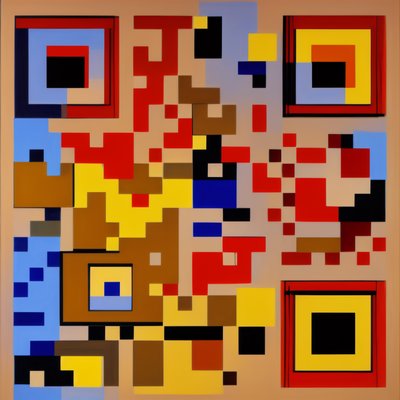 Color Block Geometric Abstract QR Code Art