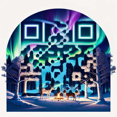 Aurora Winter Forest Deer QR Code for Greeting Cards