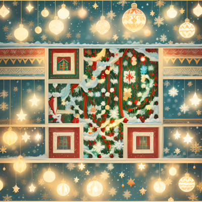 Christmas Tree Folk Ornaments QR Code for Greeting Cards — image 1