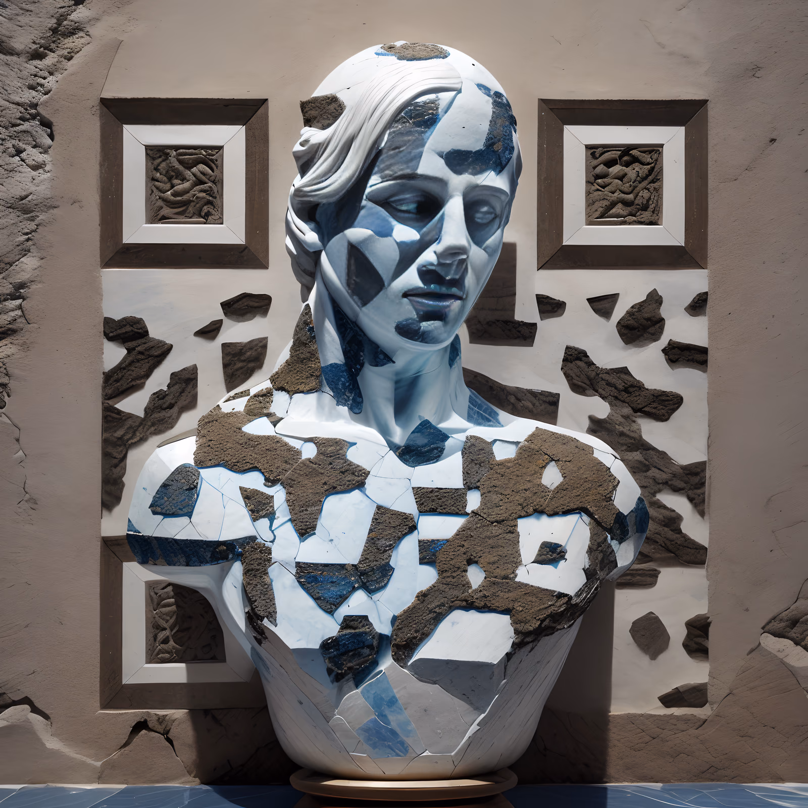 Cracked Marble Bust Sculpture QR Code Art — image 1