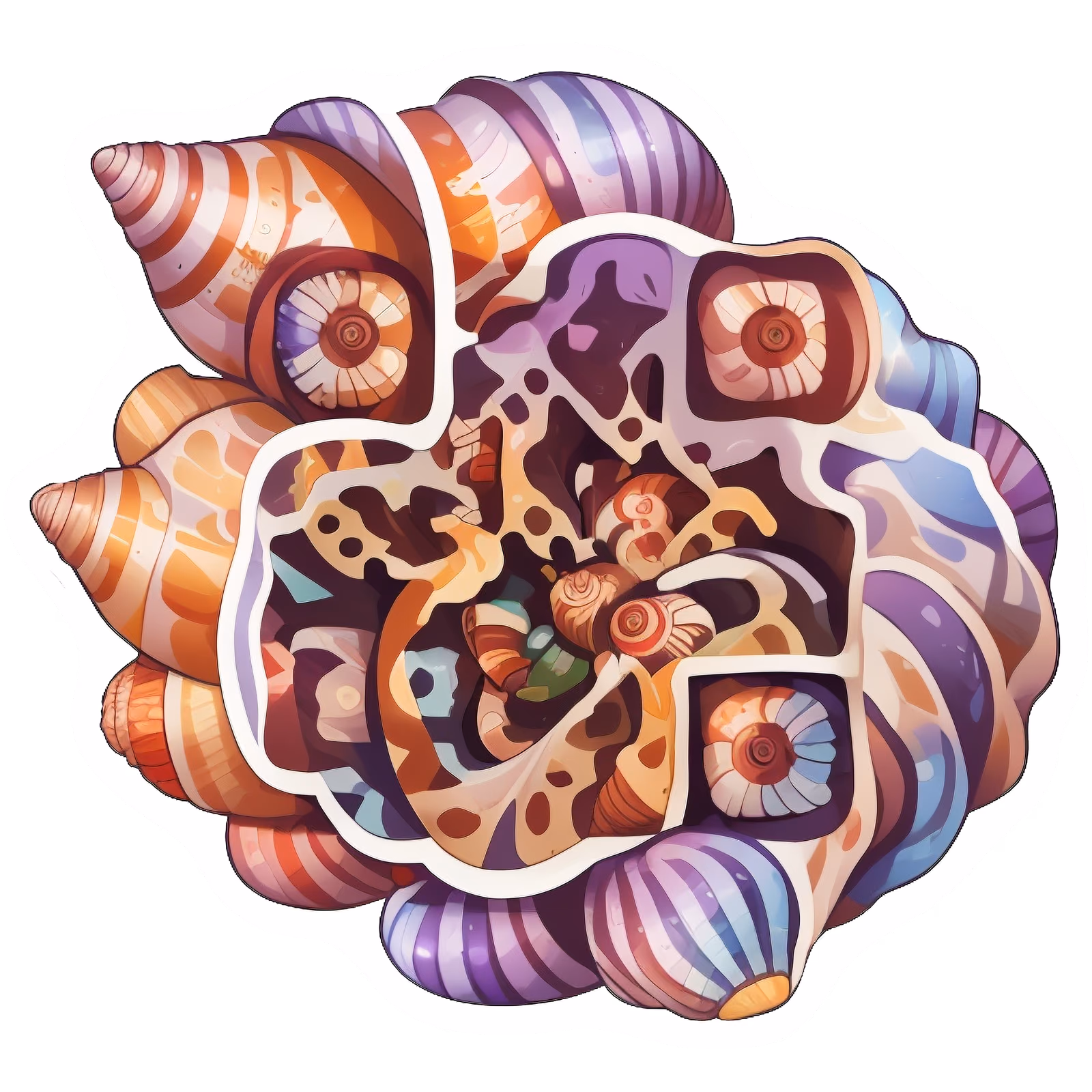Spiraling Seashells Vector QR Code for Stickers — image 1