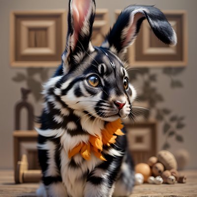 Black Fur Rabbit Realistic QR Code Art
