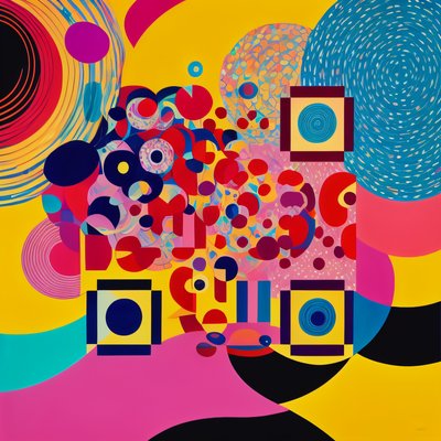 Colorful Circles Geometric Abstract QR Code Art
