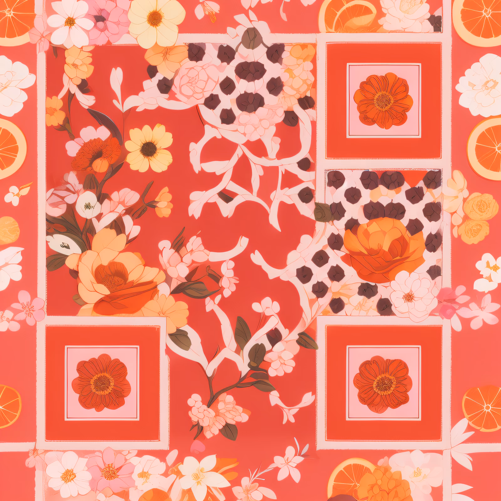 Pink Orange Floral Pattern QR Code for Apparel — image 1