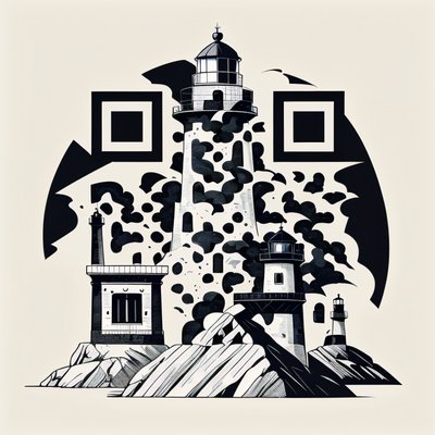 Lighthouse on Rocky Cliffs Tattoo QR Code for Temporary Tattoos