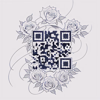 Skull and Roses Tattoo Leaves QR Code for Temporary Tattoos — image 1