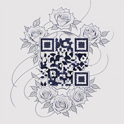 Skull and Roses Tattoo Leaves QR Code for Temporary Tattoos