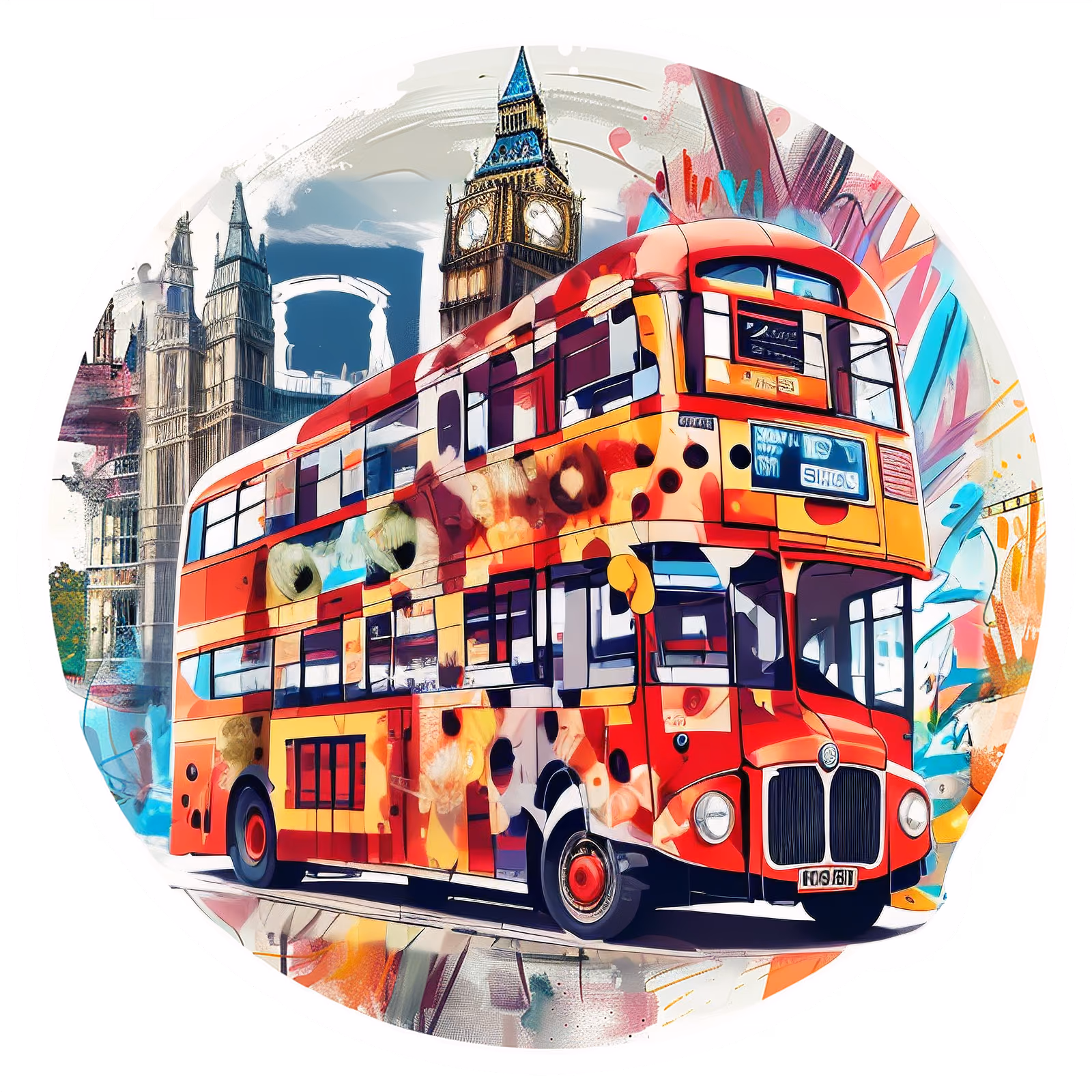 London Double Decker Bus Vector QR Code for Stickers — image 1