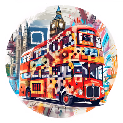 London Double Decker Bus Vector QR Code for Stickers — image 1