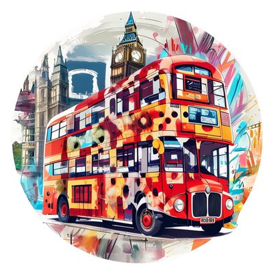 London Double Decker Bus Vector QR Code for Stickers
