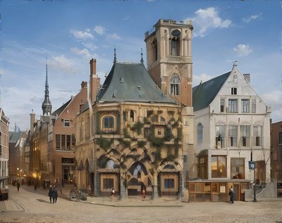 Amsterdam Old Town Hall Painting QR Code Art