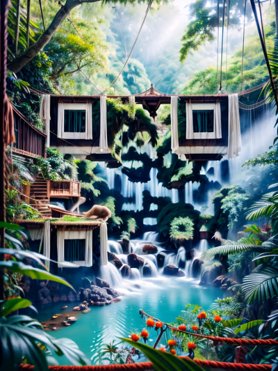Туманный водопад в джунглях: фотореалистичный QR-код для постеров — изображение 1