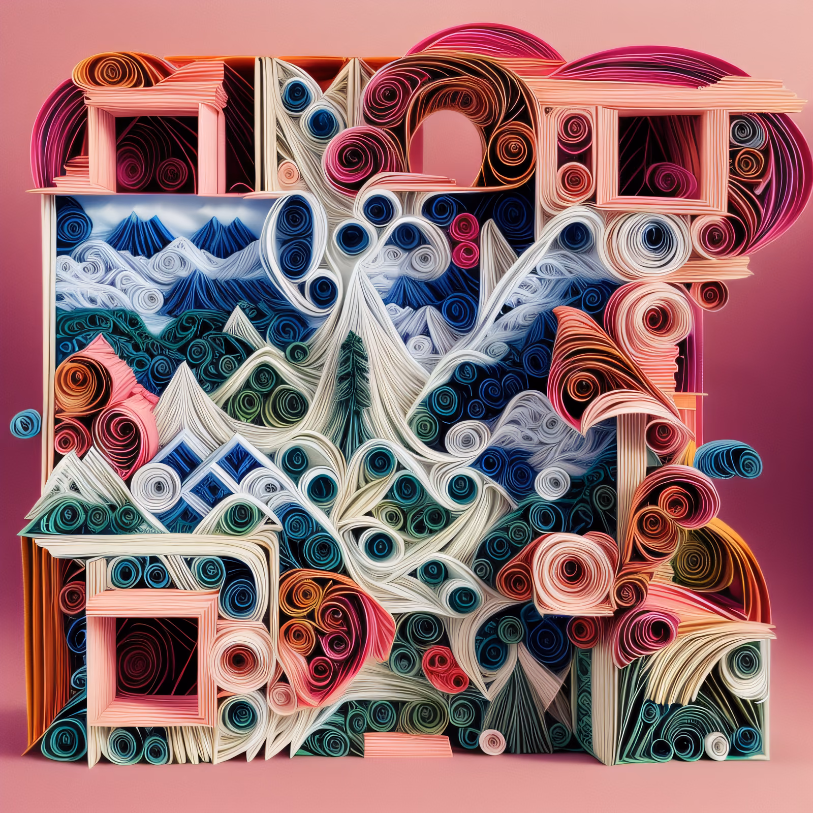 Quilled Paper Mountain Landscape QR Code Art — image 1