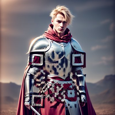 Blond Knight in Steel Armor QR Code for Posters