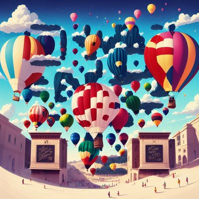 Hot Air Balloon Festival Cartoon QR Code for Posters