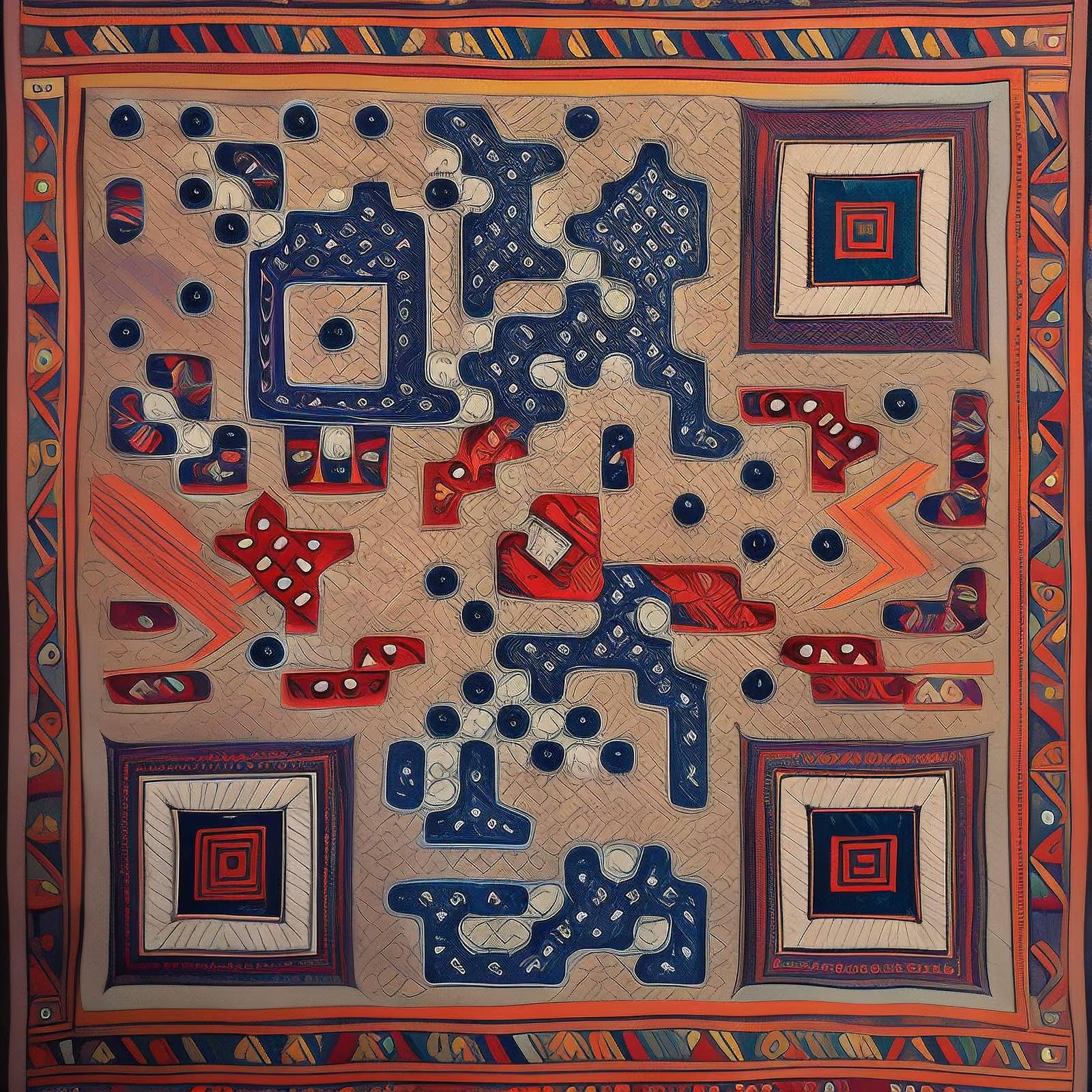 Inuit Textile Pattern Folk QR Code Art — image 1