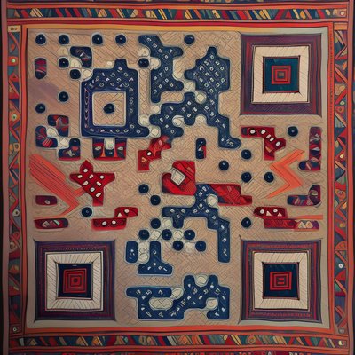 Inuit Textile Pattern Folk QR Code Art
