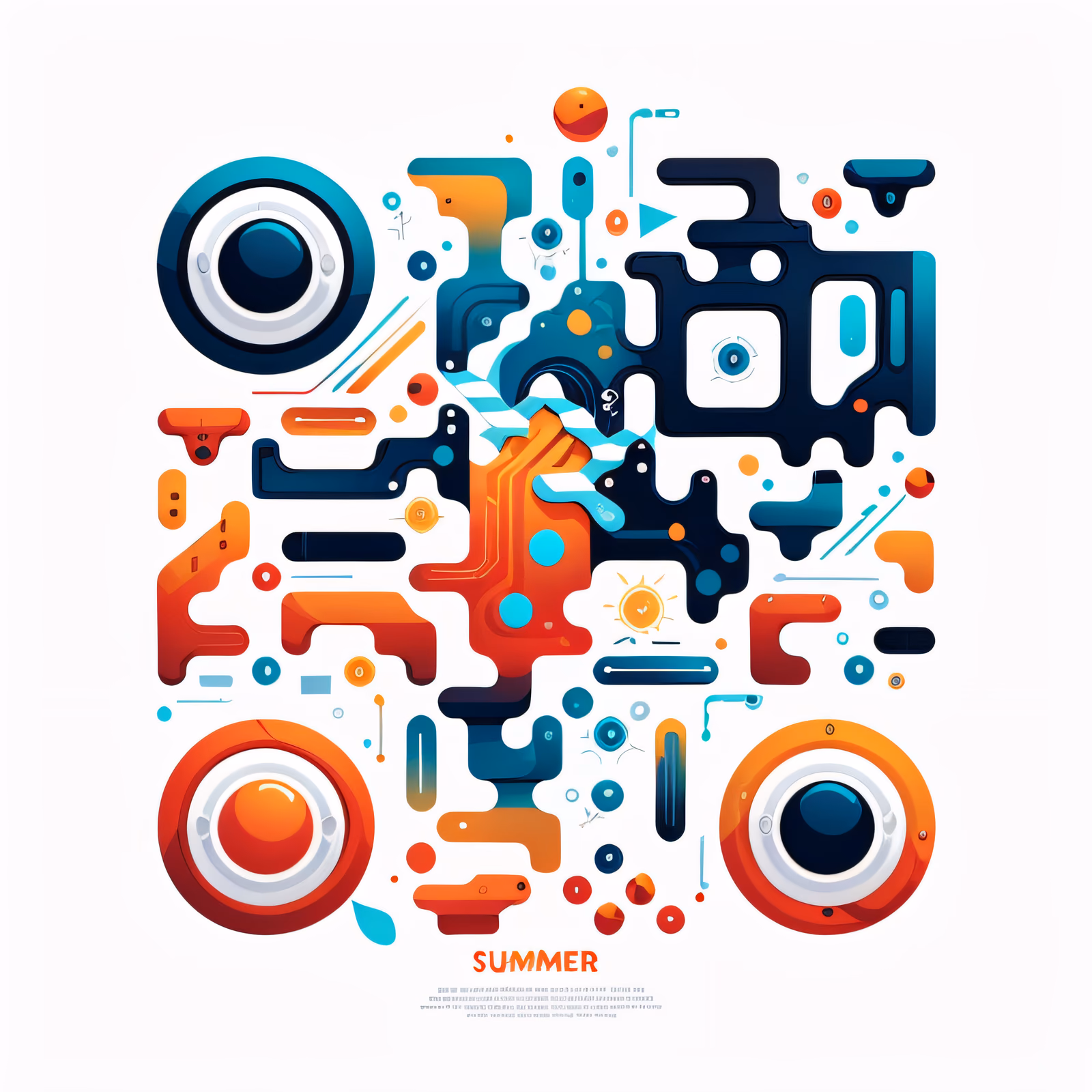 Abstract Summer Shapes Vector QR Code for Posters — image 1
