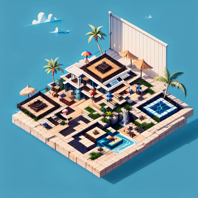 Изометрический тропический остров с курортом: QR-код — изображение 1