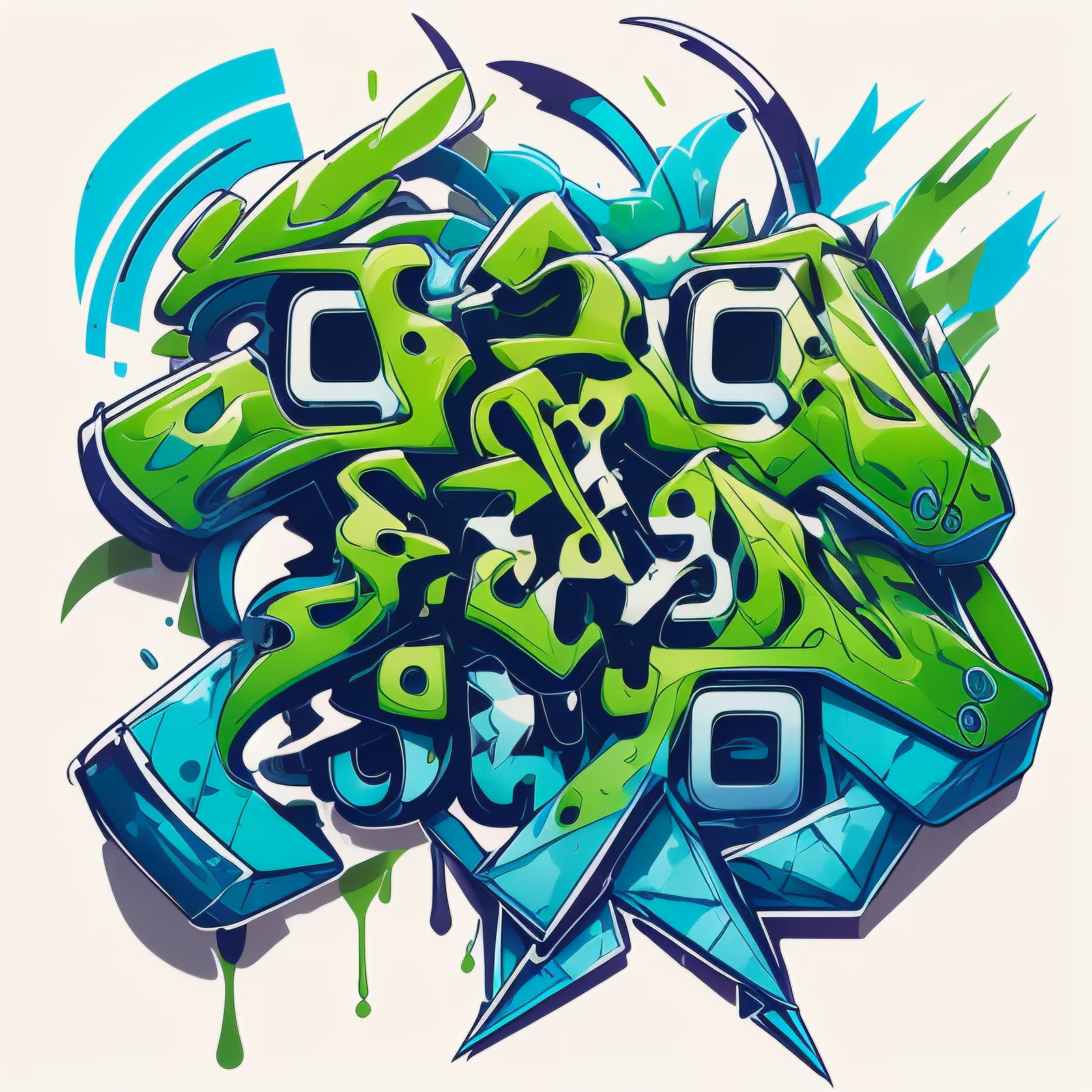 Green Graffiti Lettering Street Art Graffiti & Street Art QR Code for Stickers — image 1