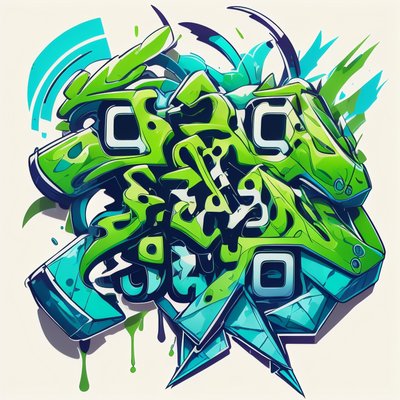 Green Graffiti Lettering Street Art Graffiti & Street Art QR Code for Stickers